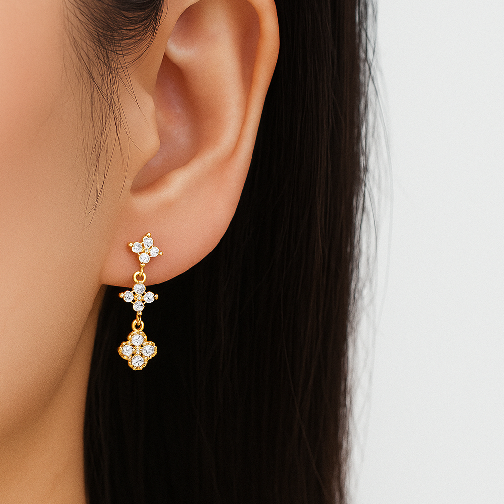 Hanging flower earring (Sterling silver)