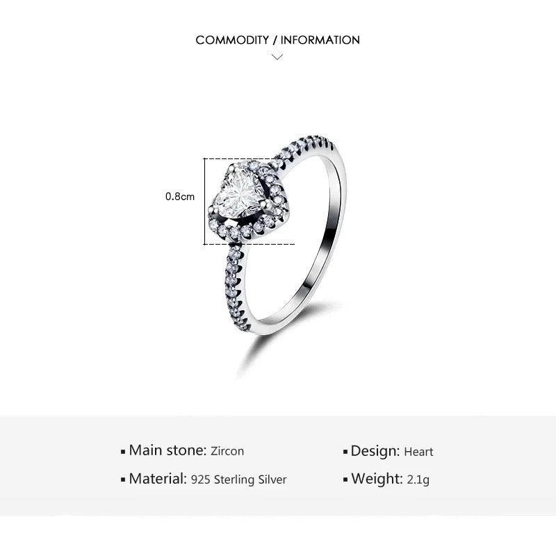 Sparkling Heart Ring (Sterling silver)