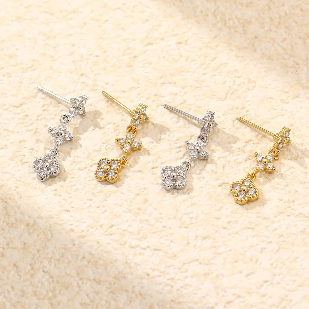 Hanging flower earring (Sterling silver)